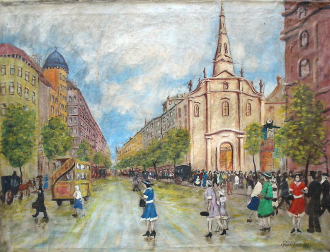 Antal Berke's Street Scene Painting